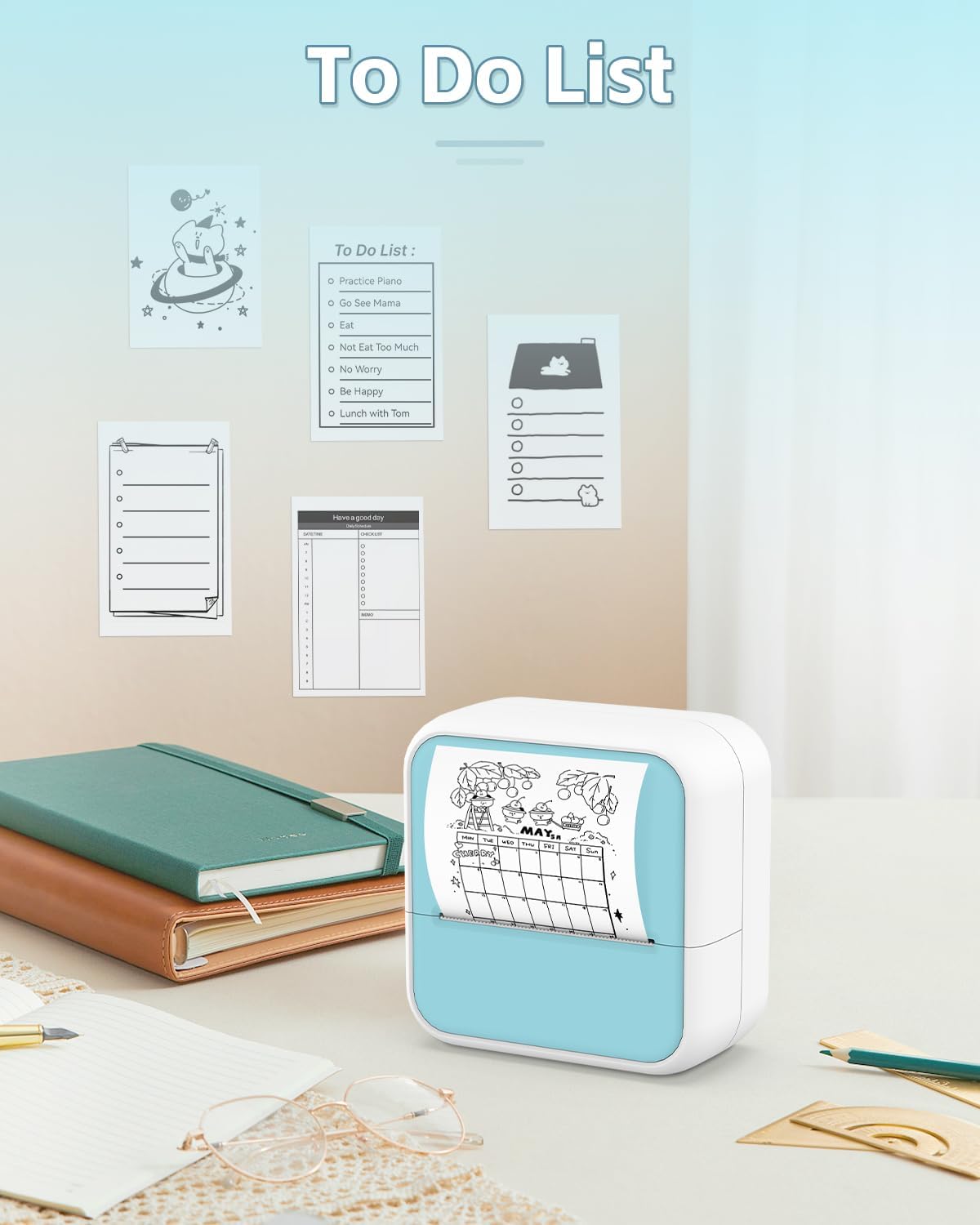 Sticker Printer - Printpods Mini Printer with Stickers, Print Pod, Bluetooth Inkless Printers, Sticker Maker, Portable Thermal Printer for iphone