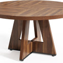 LITTLE TREE Round Dining Table for 4-6 People, 47 Inches Dining Room Table with Wooden Pedestal Base, Brown Dinner Tables, Circle Kitchen Tables for