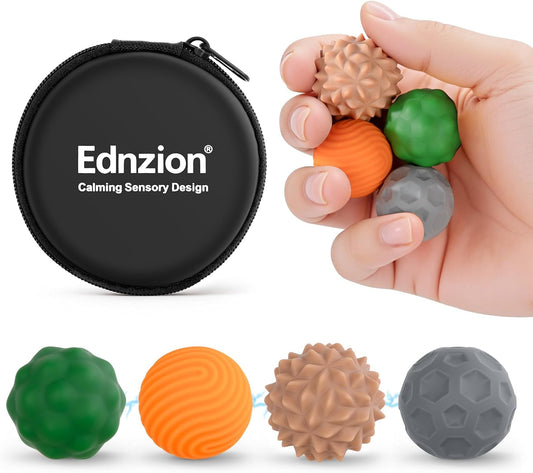 Fidget Toys Adults – 4PCS Magnetic Silicone Stress Balls for Anxiety, Focus & ADHD Relief, Textured Sensory Desk Gadgets, Stocking Stuffers or White