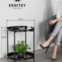 EKNITEY 2 Tier End Table - Metal Side Table Waterproof Small Sofa Coffee Side Tables Bedroom Indoor Outdoor with Removable Tray for Living Room