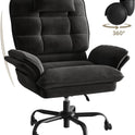 Bestier Cross Legged Office Chair, Criss Cross Chair with Adjustable Arms, 135° Reclining Velet Executive Chair with Wheels, Big and Tall Computer