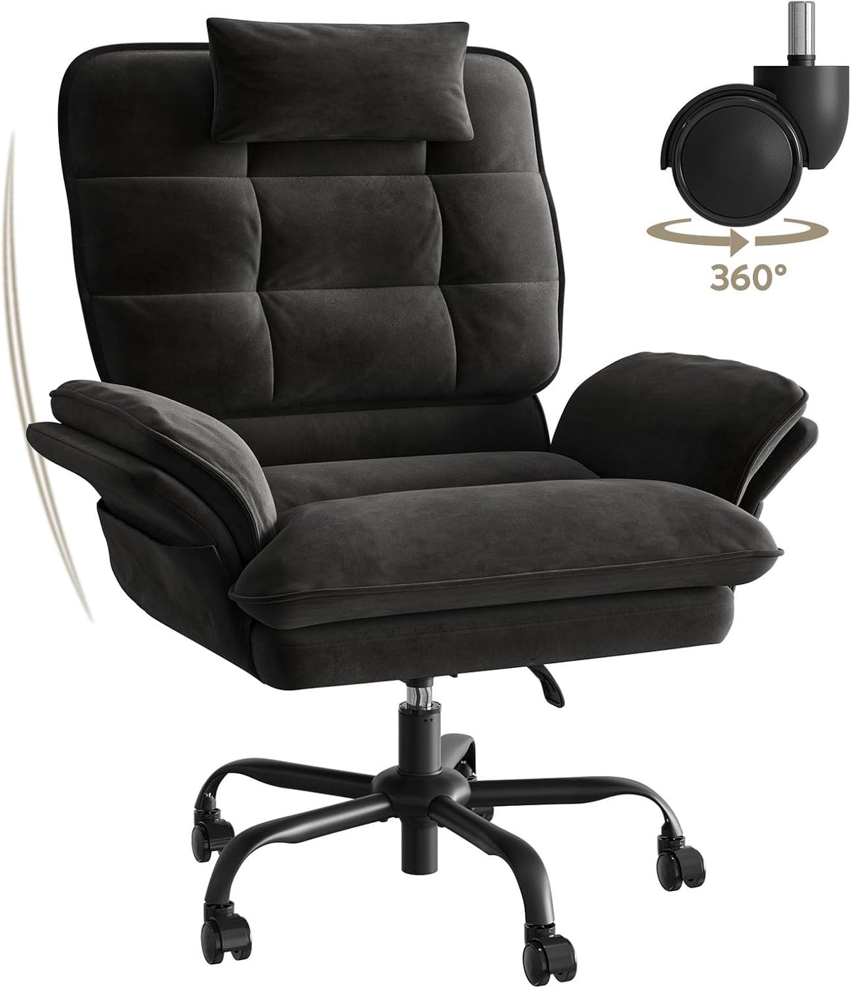 Bestier Cross Legged Office Chair, Criss Cross Chair with Adjustable Arms, 135° Reclining Velet Executive Chair with Wheels, Big and Tall Computer