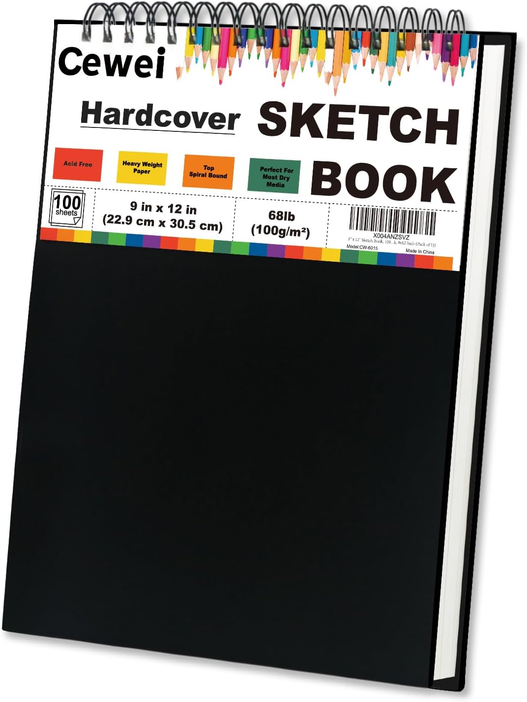 9" x 12" Sketch Book, Top Spiral Sketchbook, 100 Sheets Sketch Pad, (68 lb/100 GSM) Drawing Paper Pad, Drawing Pad for Kids, Artist Sketchbook for