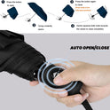 SIEPASA Compact Travel Umbrella - Windproof Auto Open/Close, Small Folding Umbrella for Rain - Lightweight & Durable with Fiberglass Frame