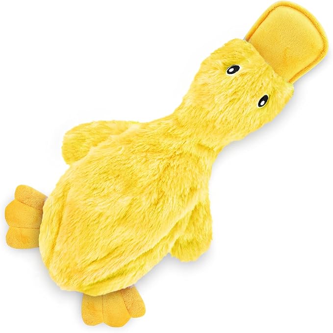 Best Pet Supplies Crinkle Dog Toy for Small, Medium, and Large Breeds, Cute No Stuffing Duck with Soft Squeaker, Fun for Indoor Puppies and Senior