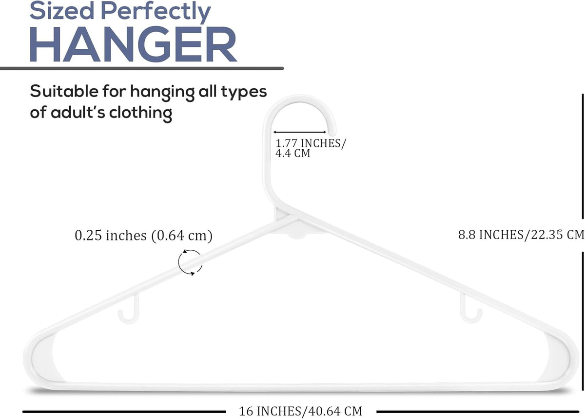 Utopia Home Plastic Hangers 20 Pack - Space Saving Clothes Hanger - Durable & Strong Closet Organizers and Storage with Built-in Strap Hooks