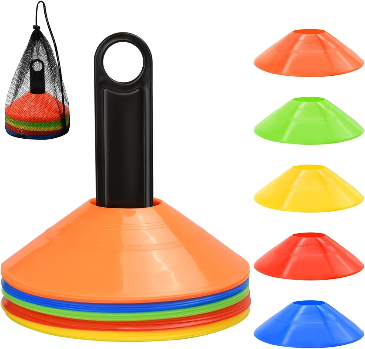 25/50/100pcs Disc Cones, Agility Soccer Cones with Carry Bag and Holder, Soccer Cones for Sports Training, Football, Soccer, Basketball, Coaching