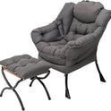 Welnow Lazy Chair with Ottoman, Modern Lounge Accent Chair with Armrests and a Side Pocket, Leisure Sofa Armchair, Reading Armchair with Footrest for