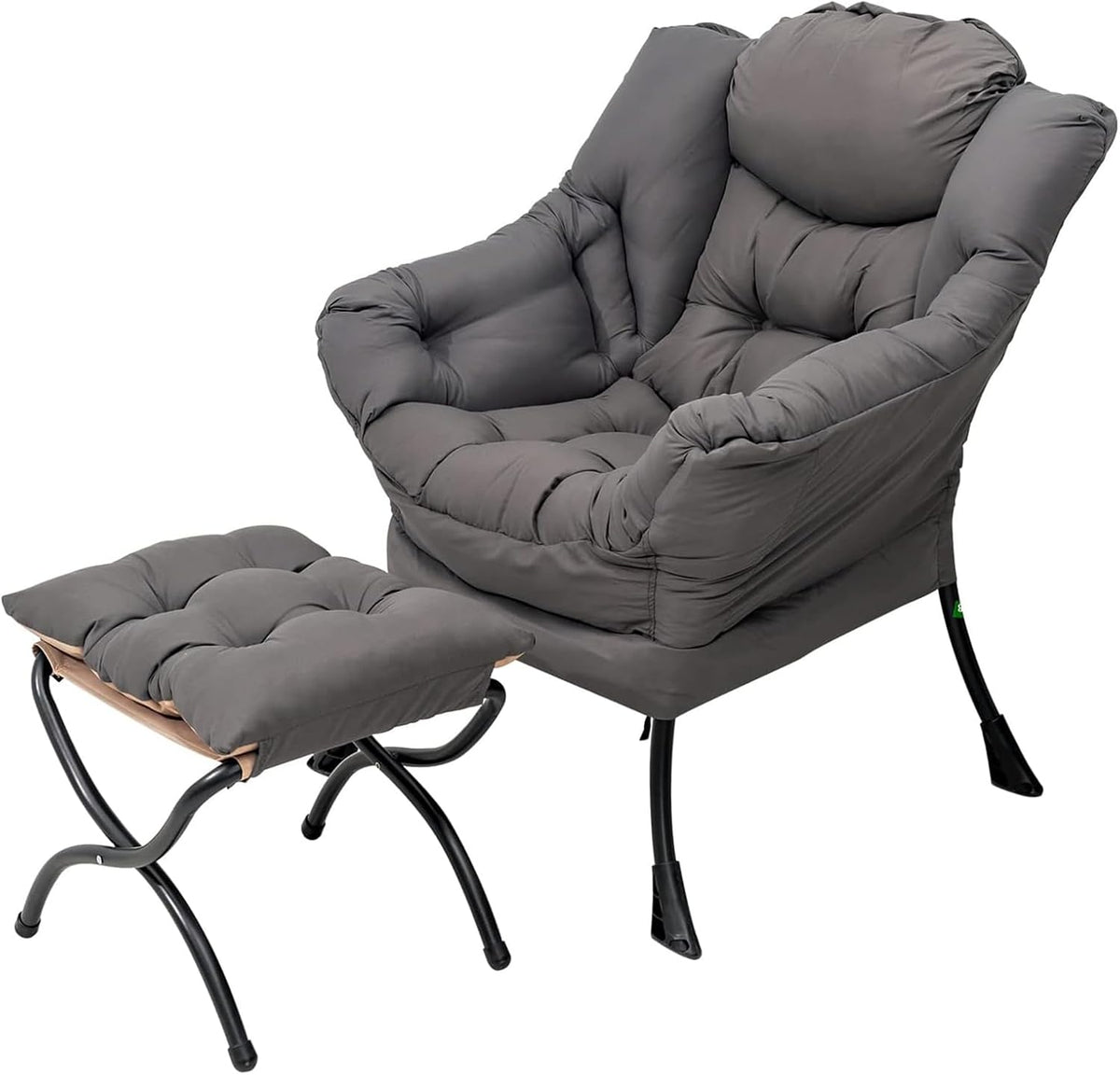 Welnow Lazy Chair with Ottoman, Modern Lounge Accent Chair with Armrests and a Side Pocket, Leisure Sofa Armchair, Reading Armchair with Footrest for
