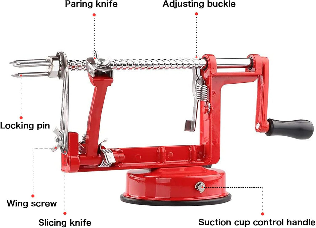 Apple Peeler Corer, Long lasting Chrome Cast Magnesium Alloy Apple Peeler Slicer Corer with Stainless Steel Blades and Powerful Suction Base for