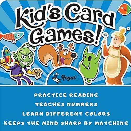 Regal Games Card Games for Kids - Go Fish, Crazy 8's, Old Maid, Slap Jack, Garbage Monster, War - Simple & Fun Classic Family Table Games - Games May