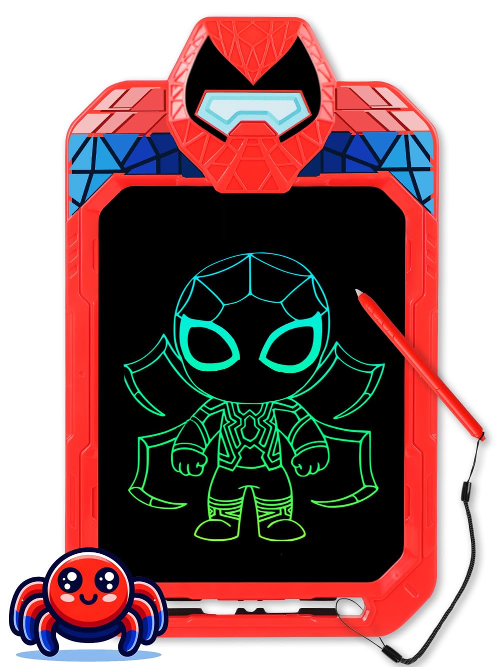 LCD Writing Tablet for Kids 10 Inch Spider Hero for Toddler 3 4 5 6 7 8 - Paint, Doodle Board, Drawing Pad - Travel Toys, Road Trip Car Activities