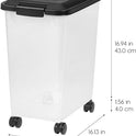 IRIS USA Dog Food Storage Container, 2 Pack, Up to 30 lbs Each, Airtight Seal for Freshness, Wheels for Rolling, Easy One Hand Opening, Made in USA
