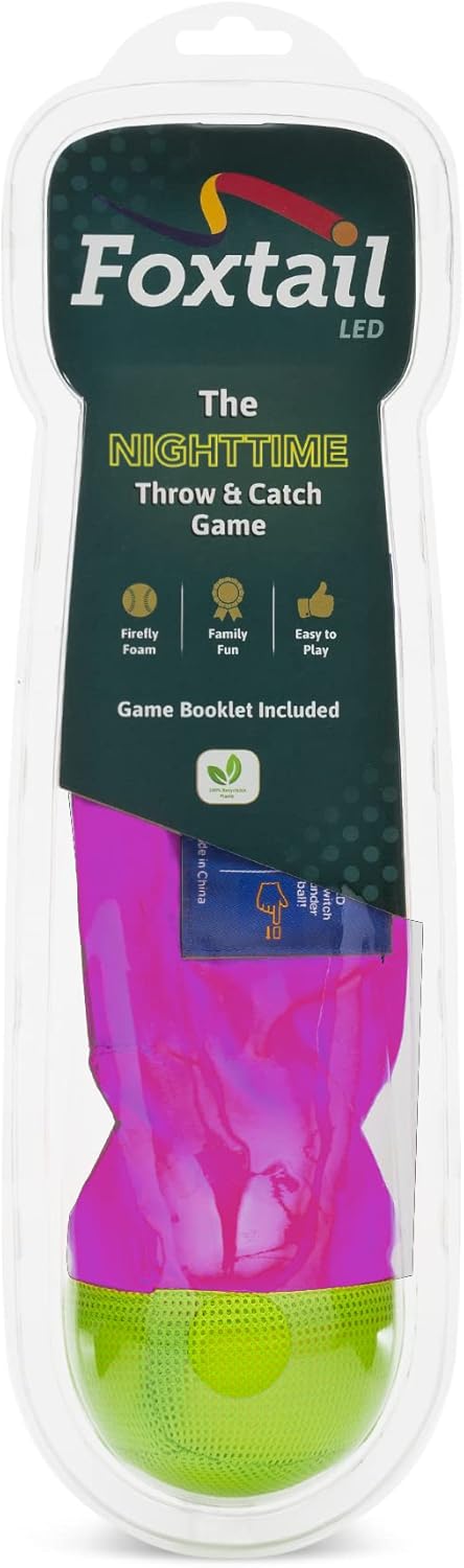 Foxtail LED - Outdoor Throw and Catch Light Up Game - Foam Ball & Tail Glow at Night - Play in The Dark - Fun Gift Idea for Kids & Adults, Boys