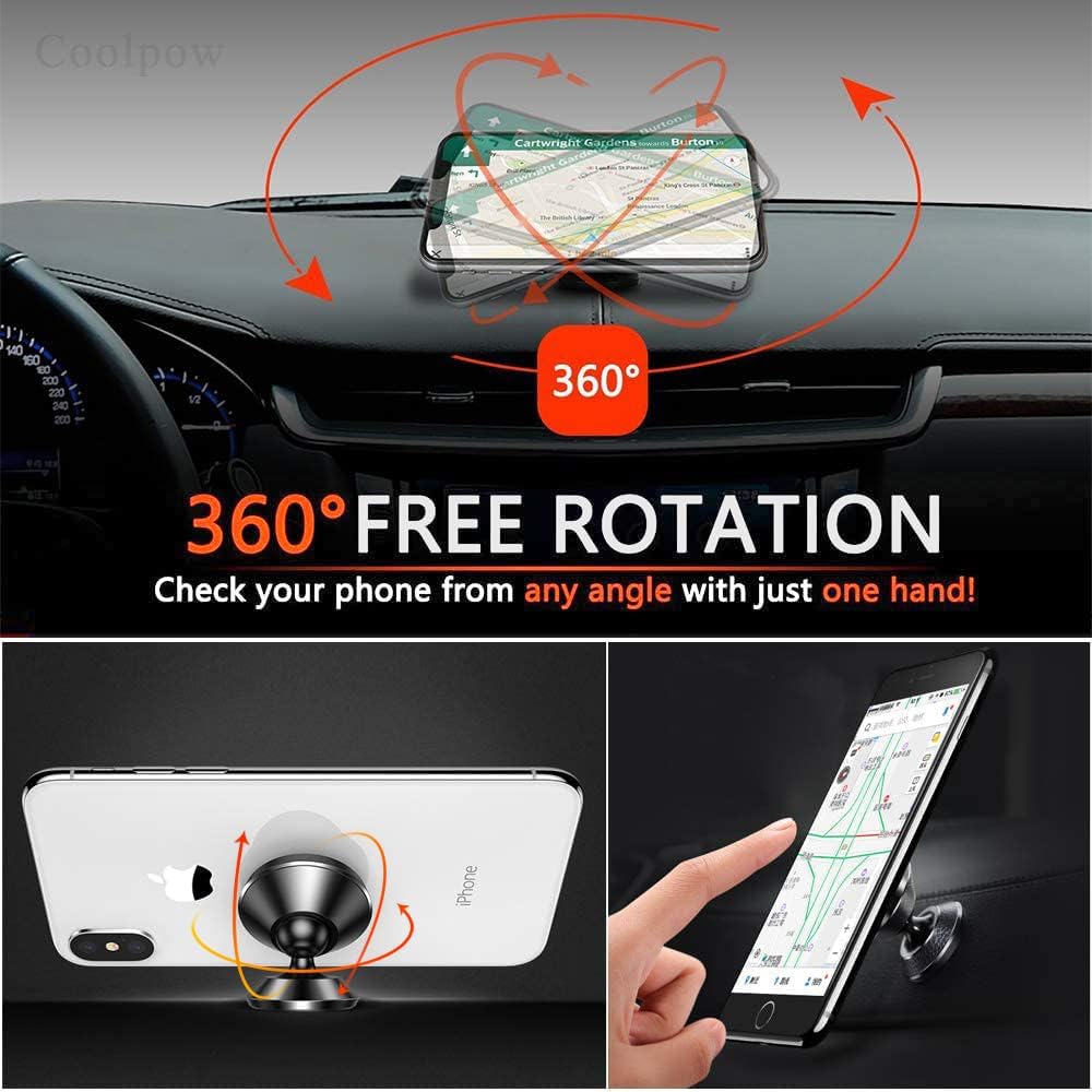 Coolpow【2 Packs 】Magnetic Phone Holder for car【Strong Magnet】phone holders for your car phone holder Mount for Car【4 Metal Plate】Universal Dash cell