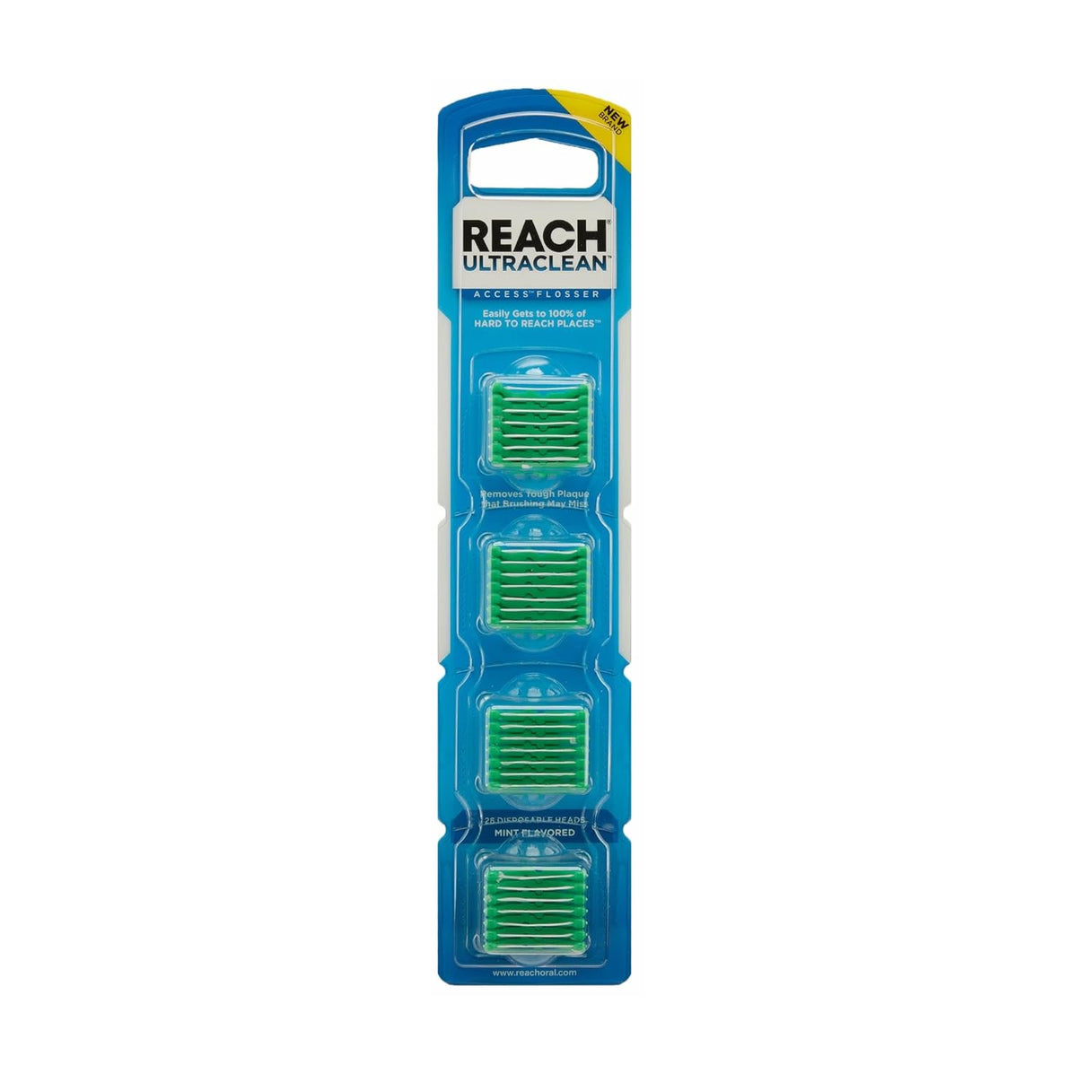 REACH Ultraclean Access Flosser Refill Heads, Mint, Plaque Remover for Teeth, Shred Resistant, for Hard to Reach Areas, Oral Care, PFAS Free