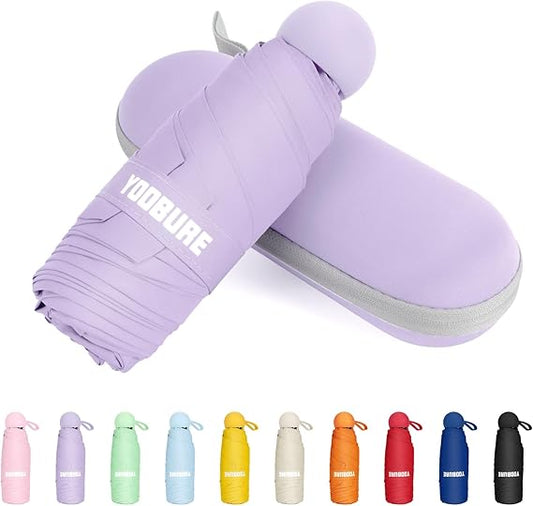 Yoobure Travel Umbrella Portable Compact Umbrellas, Pocket Mini for Purse, Umbrellas for UV Sun & Rain Small for Backpack, Umbrella with Case Folding