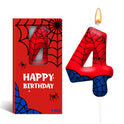 Spider Themed Birthday Candles Number 4 Red Blue Spider Web Themed Cake Topper Candle Party Decoration Birthday Party Celebrations Supplies Favors