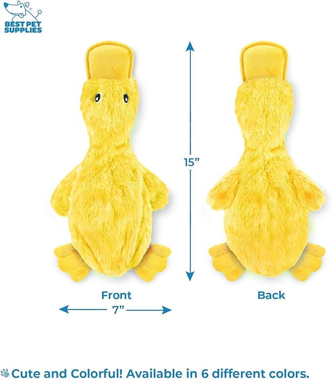 Best Pet Supplies Crinkle Dog Toy for Small, Medium, and Large Breeds, Cute No Stuffing Duck with Soft Squeaker, Fun for Indoor Puppies and Senior