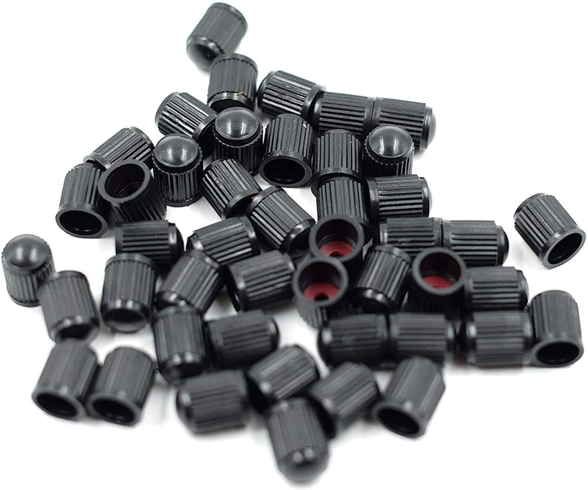 CKAuto 50 Pack Tire Valve Caps, Plastic Valve Stem Caps with O Rubber Seal, Universal Stem Covers for Cars, SUVs, Bike and Bicycle, Trucks