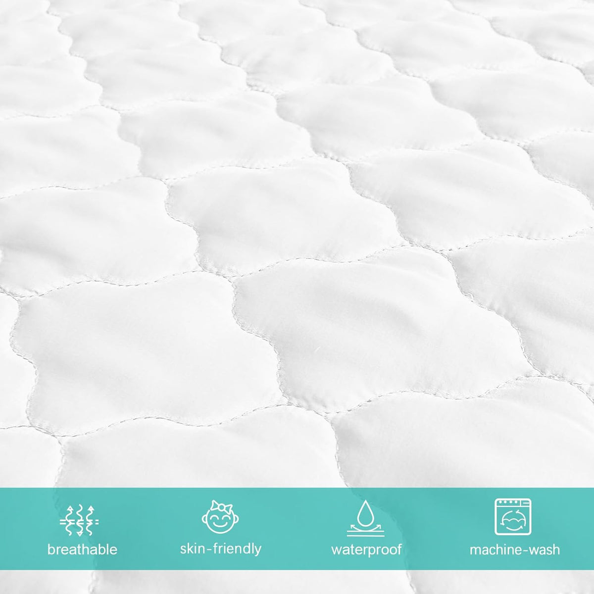 Crib Mattress Protector Sheets Fitted Waterproof Crib Mattress Pad Cover, Noiseless & Machine Wash 100% Absorbent Crib/Toddler Mattress Protector