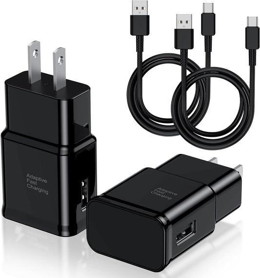 Type C Charger Fast Charging, 2 Pack USB C Android Phone Wall Charger Block & 6ft Charge Cable Cord, for Samsung Galaxy S8 / S9 / S10 Plus Active