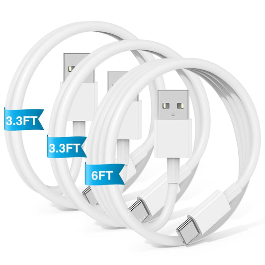 Car Carplay Cable for iPhone 17 16 15 Pro Plus Pro Max Air，3-Pack [3.3FT+3.3FT+6FT] USB A to USB C Cable for iPhone 17 16 15，for iPad