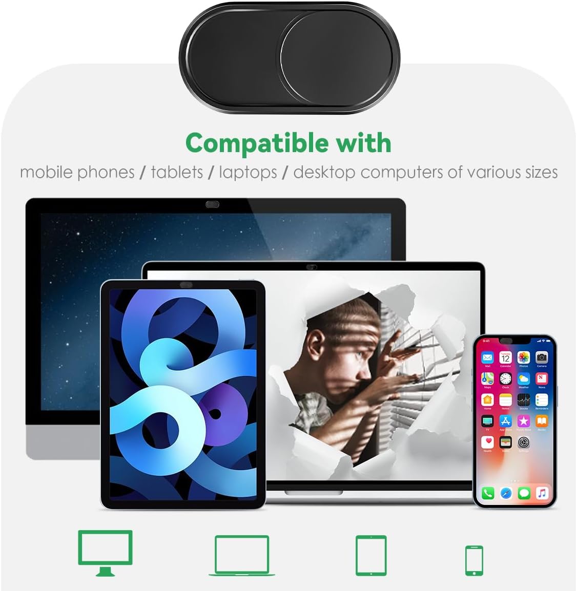 CloudValley Webcam Cover Slide[2-Pack], 0.023 Inch Ultra-Thin Metal Web Camera Cover for Macbook Pro, iMac, Laptop, PC, iPad Pro, iPhone 8/7/6 Plus