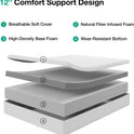 Novilla King Mattress, 12 Inch King Size Memory Foam Mattress with Comfort Foam for Pressure Relief & Cool Fresh Sleep, Removable Washable