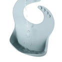 Gray silicone bib with water droplets