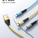 USB C Cable 10FT 3Pack Fast Charging Nylon Braided Long Type C Charger Cable for Samsung Galaxy S24 S23 S22 S21 S10 S9 S8 A02s A03s A11 A12 A13 A14