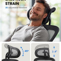 NOBLEWELL Ergonomic Office Chair with Padded Lumbar Support, 2D Headrest, Adjustable Armrests, Upgraded Contoured Seat Cushion, 130° Rocking Tilt