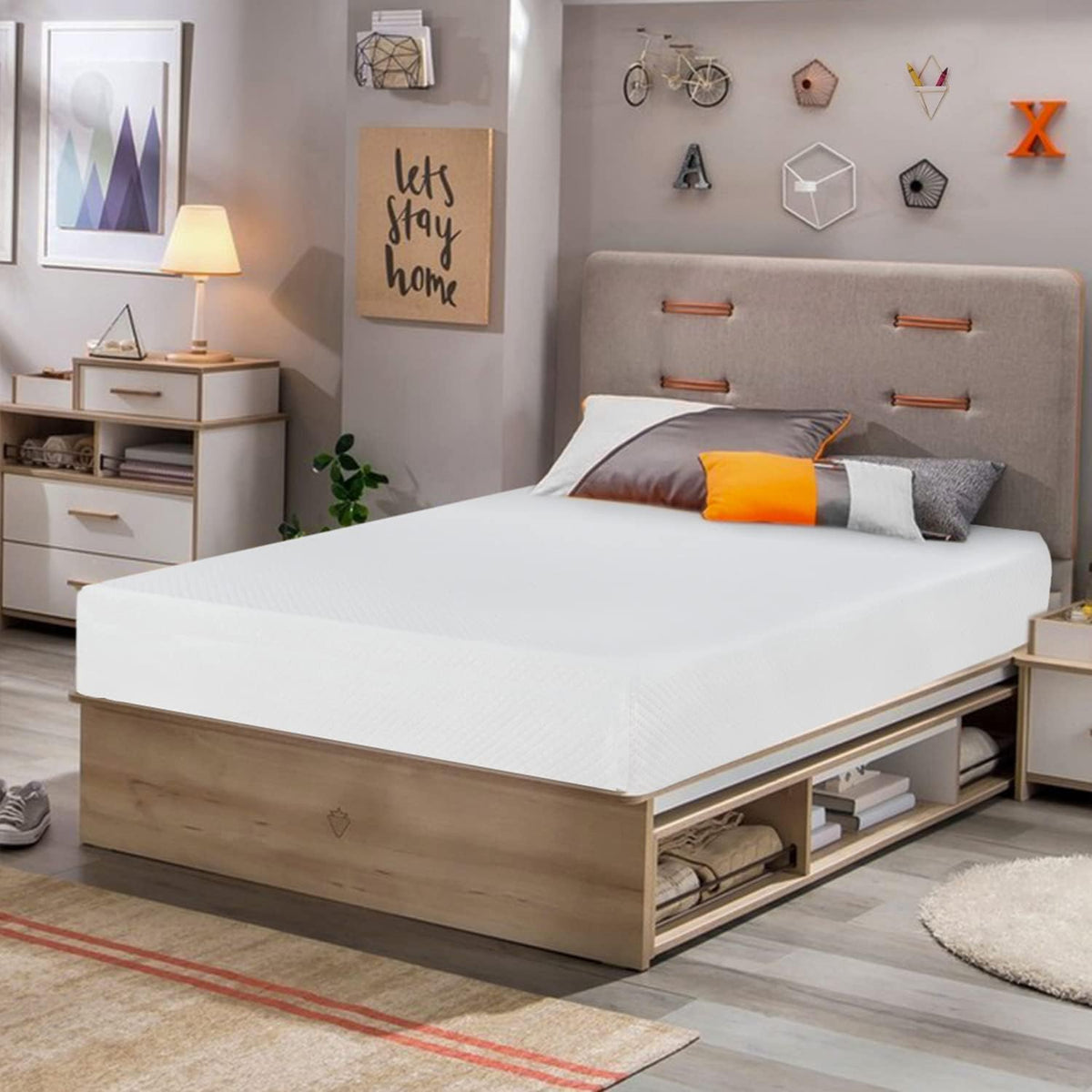 FDW | 8 Inch Twin Mattress | Medium Firm | Gel Memory Foam Mattress | White | Bed in a Box, CertiPUR-US Certified | Pressure Relief, Cooling