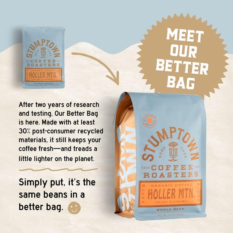 Stumptown Coffee Roasters, Medium Roast Organic Whole Bean Coffee, 100% Arabica Coffee - Holler Mountain 12 Ounce Bag with Flavor Notes of Citrus