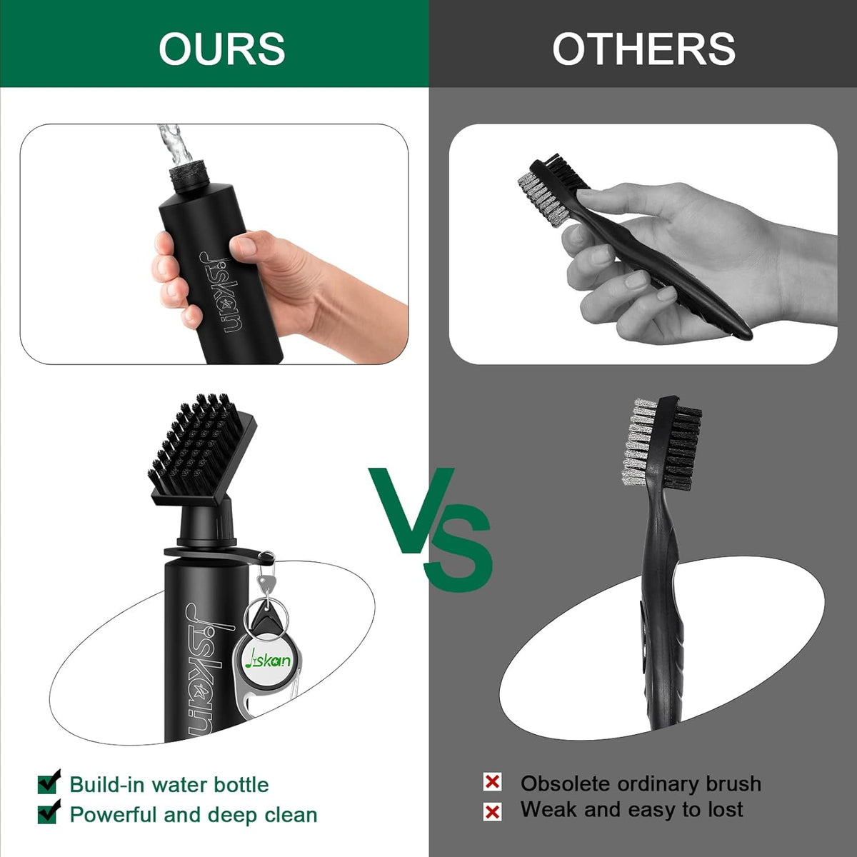 Pro Golf Club Brush Cleaner with Retainer Clip and Squeeze Water Bottle 7.5 Inches Holds 4 Ounces of Water, Essentials Golf Accessories for Men, Best