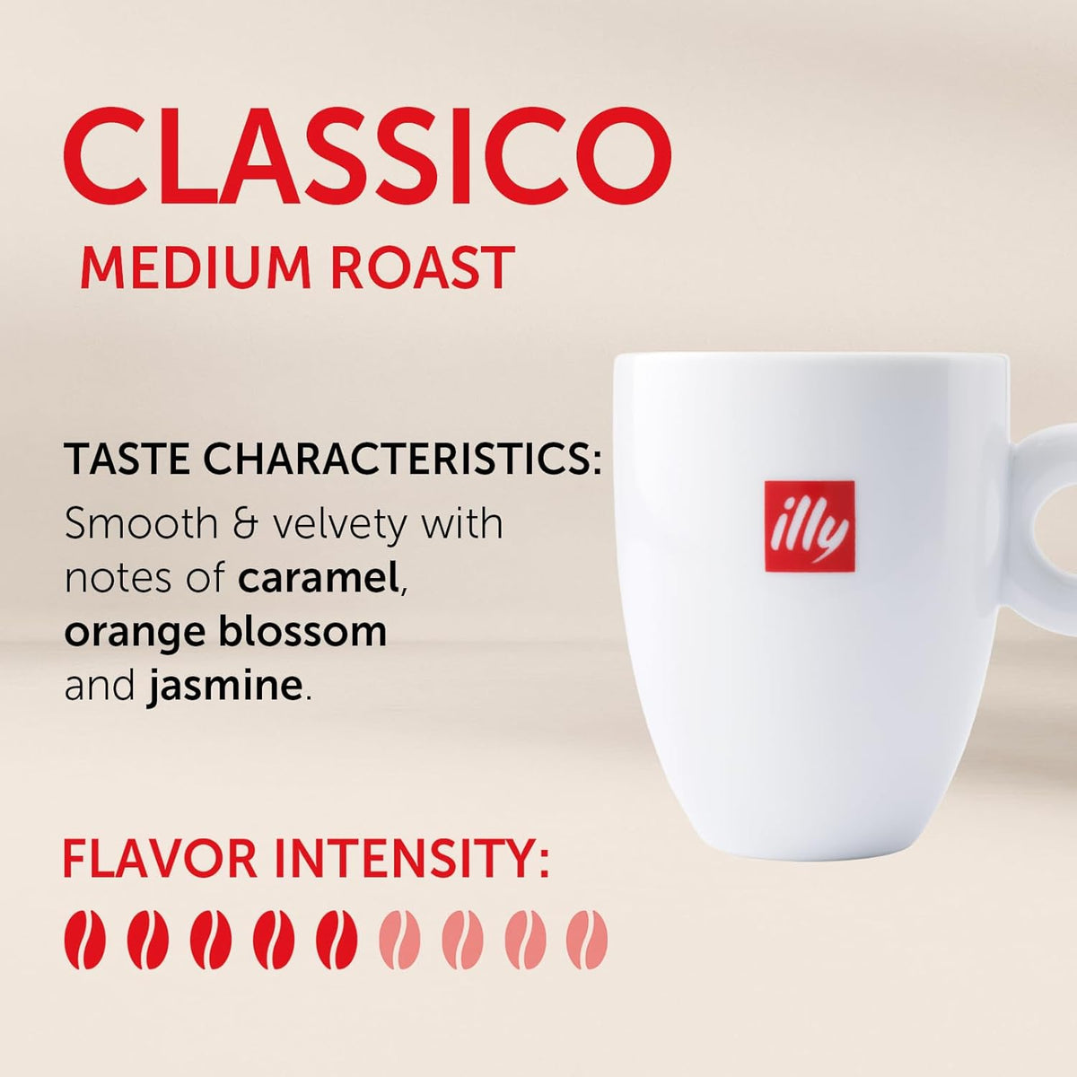 Illy Classico Whole Bean Coffee, Medium Roast, Classic Roast With Notes Of Caramel, Orange Blossom And Jasmine, 100% Arabica Coffee, No
