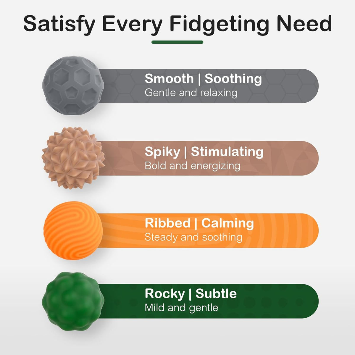 Fidget Toys Adults – 4PCS Magnetic Silicone Stress Balls for Anxiety, Focus & ADHD Relief, Textured Sensory Desk Gadgets, Stocking Stuffers or White