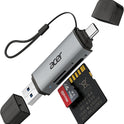 acer SD Card Reader USB C, Dual Slots USB 3.0 Type C to Micro SD Card Adapter, Memory Card Reader for MicroSD, SDHC, SDXC, Compatible with Laptop