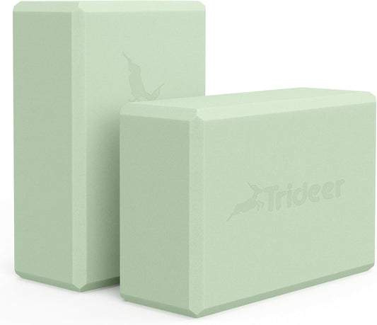Trideer Yoga Blocks 2 Pack, Soft Non-Slip Foam Blocks with Beveled Edges for Alignment and Stretching in Yoga, Pilates, and Dance - Supportive