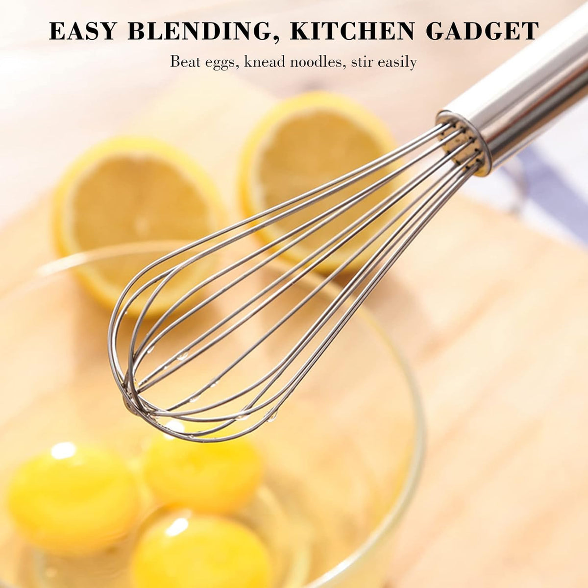 NileHome Stainless Steel Whisk Set 8" 10" 12" Kitchen Whisk Balloon Whisk Kitchen Wisk Wire Whisks for Cooking, Whisking, Blending, Beating