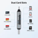 acer SD Card Reader USB C, Dual Slots USB 3.0 Type C to Micro SD Card Adapter, Memory Card Reader for MicroSD, SDHC, SDXC, Compatible with Laptop