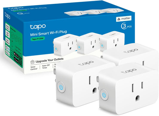 TP-Link Tapo Matter Supported Smart Plug Mini, Compact Design, 15A/1800W Max, Super Easy Setup, Works with Apple Home, Alexa & Google Home, UL