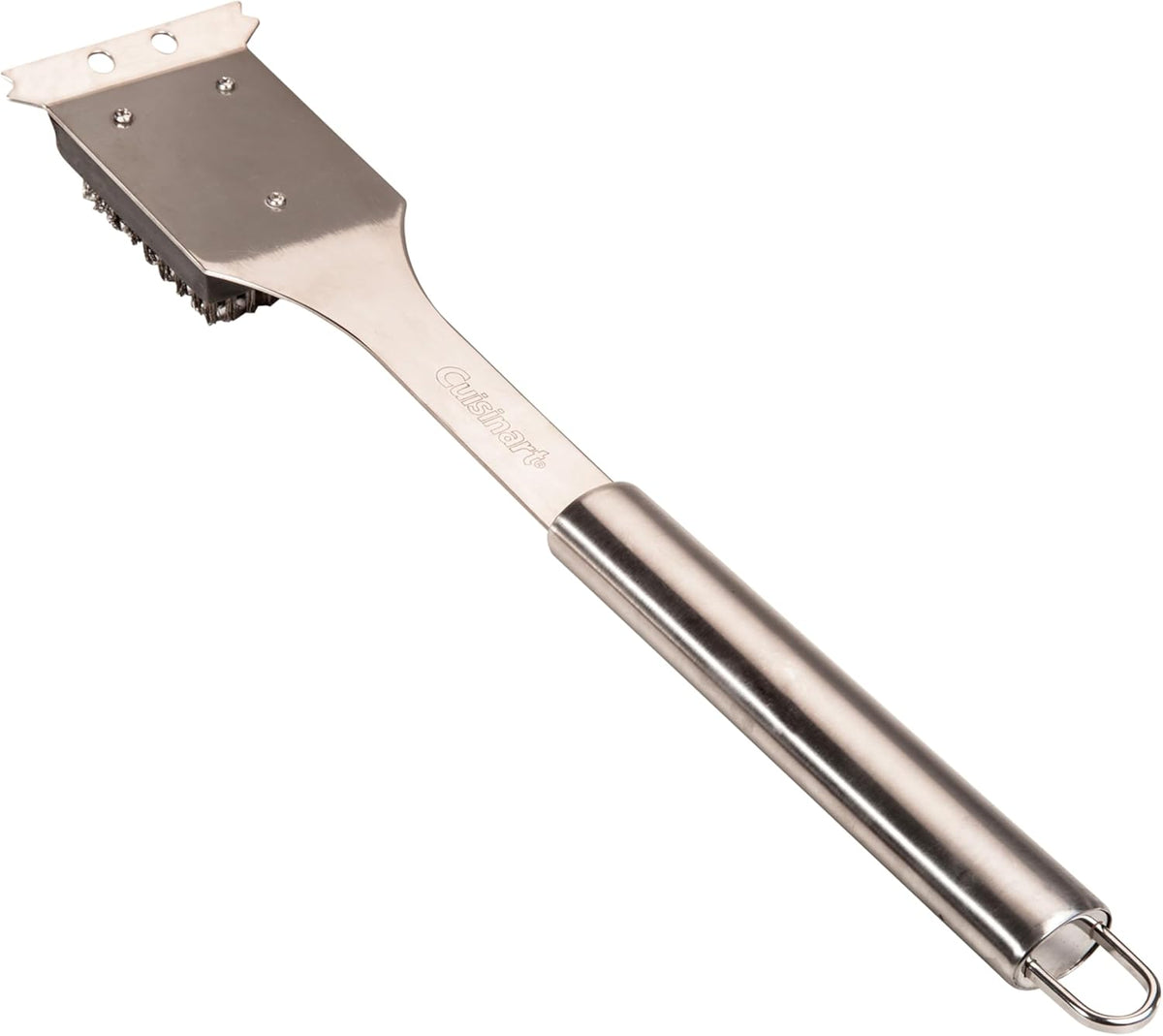 Cuisinart Stainless Steel 16.5" Long Handle Grill Cleaner Brush and Scraper for BBQ, Griddle, Grills, Cookout Tool, Grill Brush for Outdoor Grills