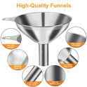 Metal Stainless Steel Funnel, Large Medium Small Funnel Set of 3, Food Grade Mini Funnels for Kitchen Use Filling Bottles Flask Cooking, 2 Brushes
