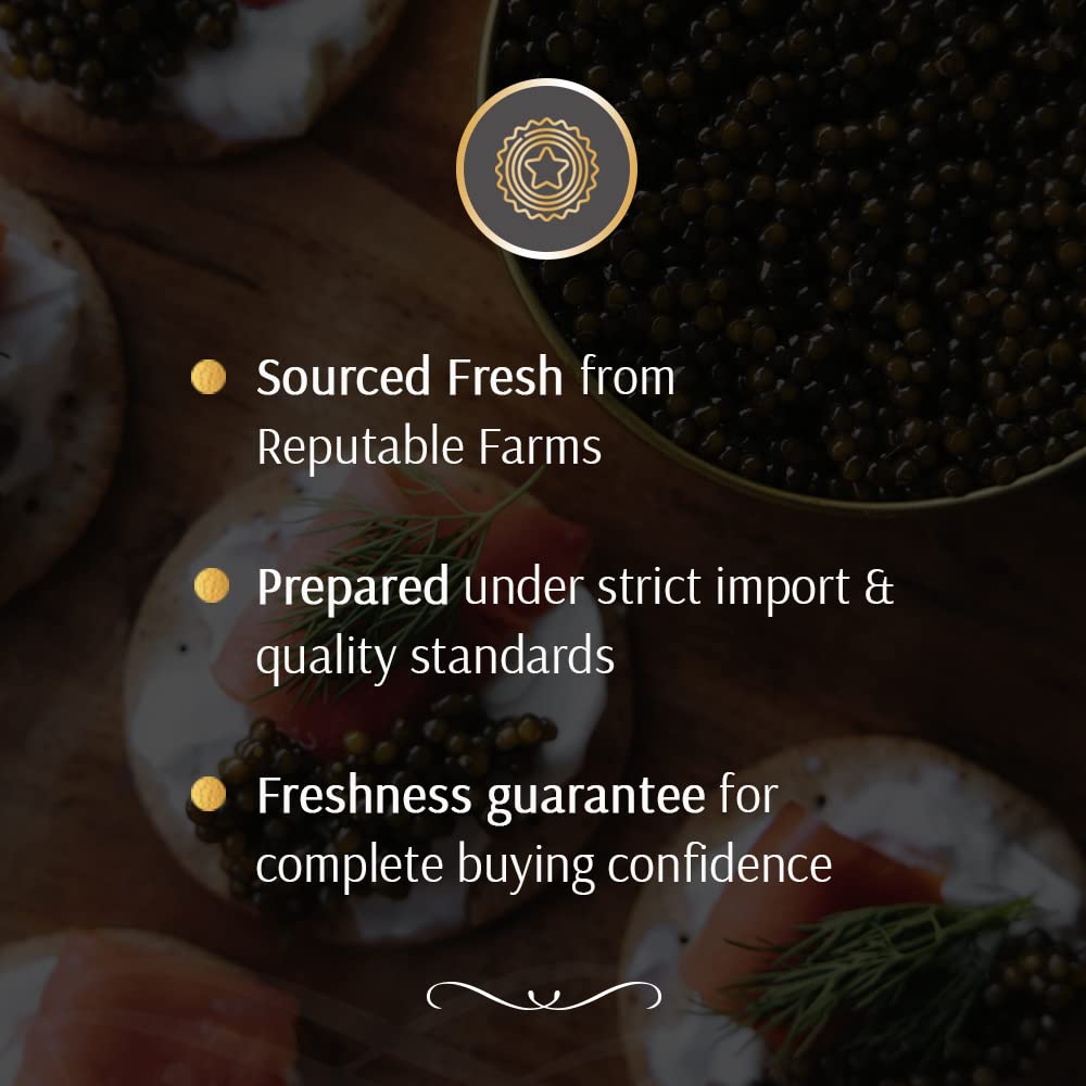 OLMA Caviar Taster Gift Set - 4 oz (112g) of Caviar, Includes 8 Varieties of Caviar Fish Roe (Beluga Hybrid, Osetra, Kaluga Royal, Hackleback