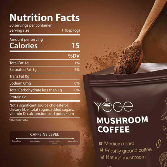 Mushroom Coffee, Instant Mushroom Coffee with Cordyceps, Reishi, King Trumpet, Shitake, Turkey Tail, Lions Mane for Energy, Focus, Positive Mood