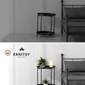 EKNITEY 2 Tier End Table - Metal Side Table Waterproof Small Sofa Coffee Side Tables Bedroom Indoor Outdoor with Removable Tray for Living Room