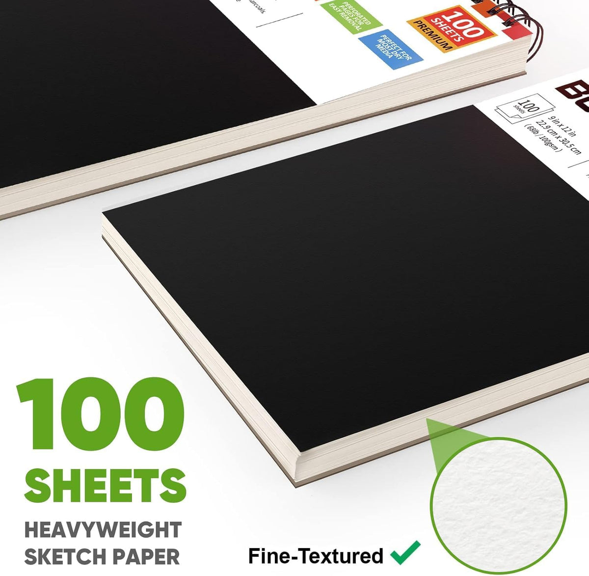 Soucolor Sketch Book, Spiral Bound Acid-Free Sketchbook with 68lb/100gsm for Paper Painting, Drawing, Writing, Artist Sketching Pad for Kids, Adults
