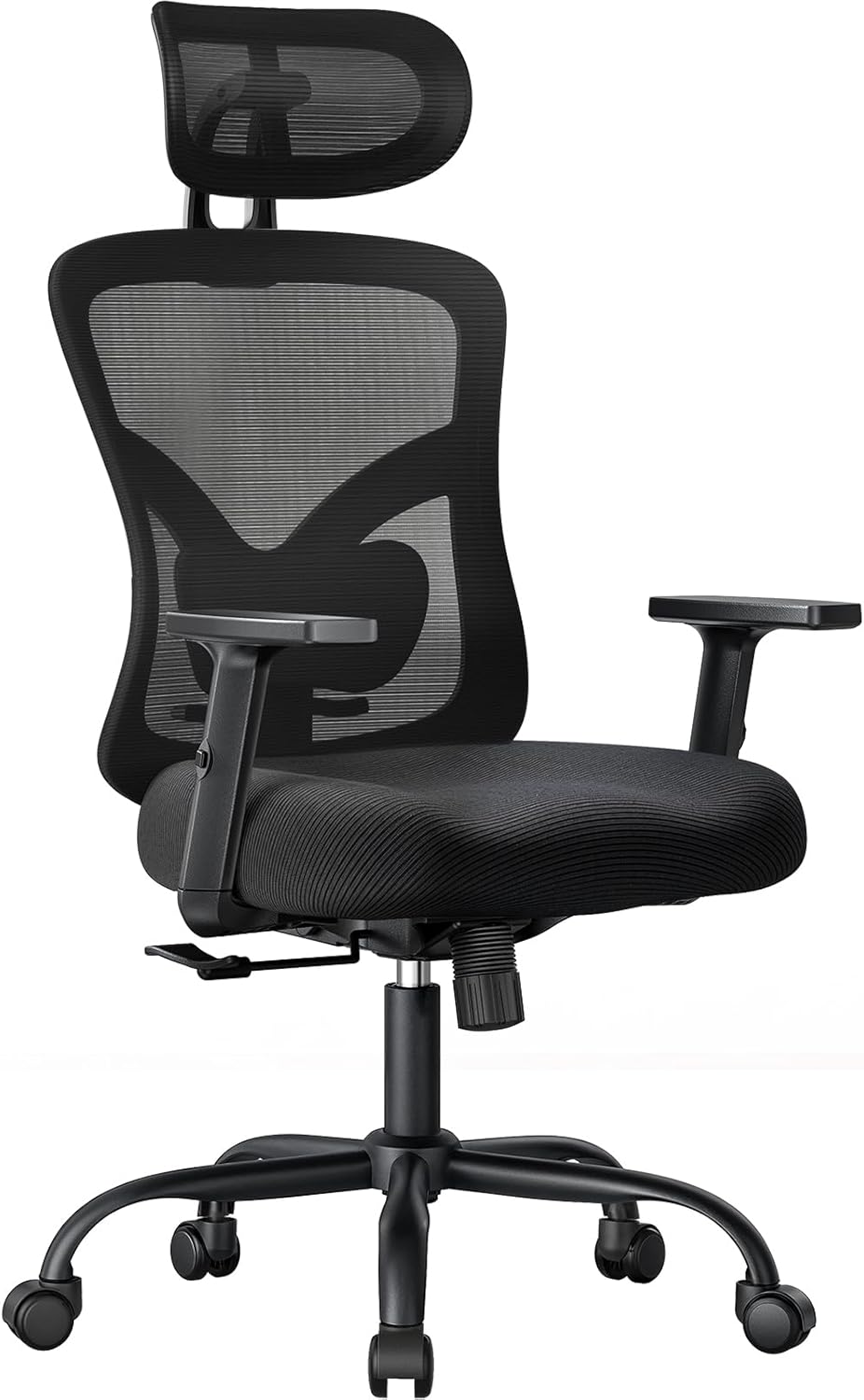 NOBLEWELL Ergonomic Office Chair with Padded Lumbar Support, 2D Headrest, Adjustable Armrests, Upgraded Contoured Seat Cushion, 130° Rocking Tilt