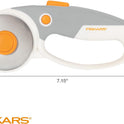 Fiskars 60mm Rotary Cutter for Fabric with Ergonomic Loop Grip And Comfort Handle, Titanium Rotary Fabric Cutter for Thick Materials, Easy and Safe
